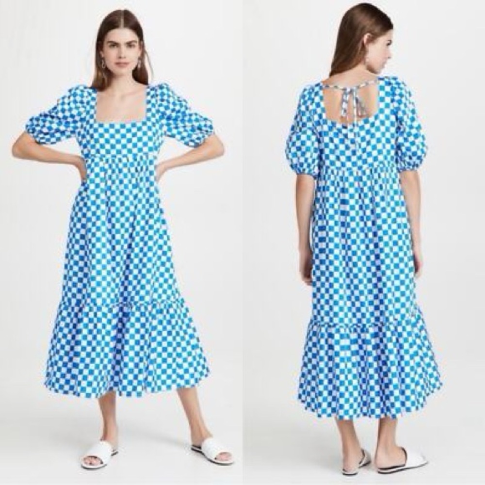 NWT En Saison Blue White Checkered Women's Dress Sz XS